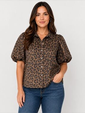 Bailey 44 Leopard‎ Puff Sleeve Blouse